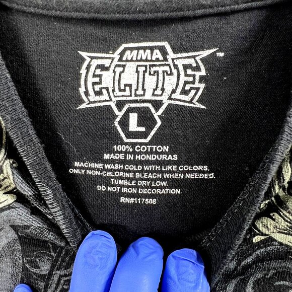 MMA Elite Mens L Black Graphic T Shirt Skull Cross Dagger Gothic Y2K Streetwear - Picture 3 of 8